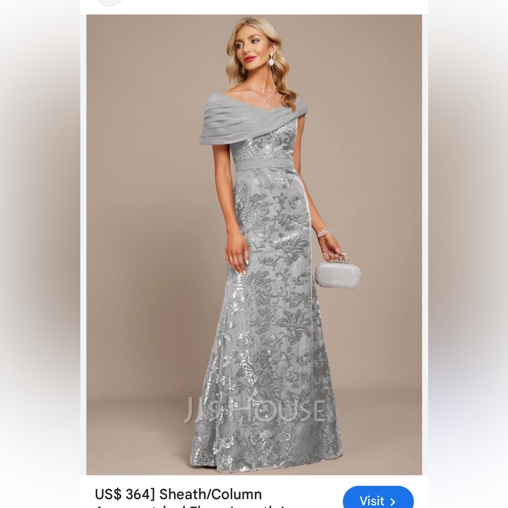 JJs House One Shoulder Silver Dress